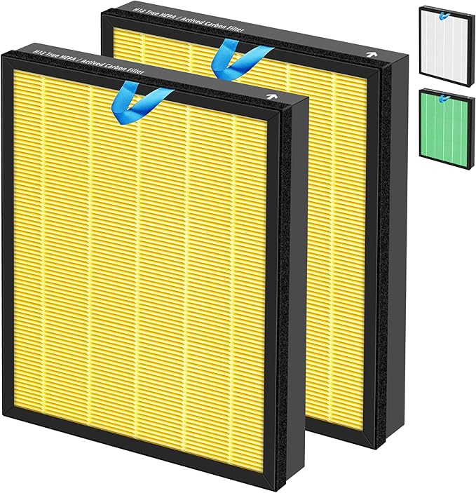 Vital 200S HEPA Pet Allergy Replacement Filter for LEVOIT Vital 200S/200S-P Air Purifier,3-in-1 H13 True HEPA High-Efficiency Activated Carbon Filter,Vital 200S-RF-PA (LRF-V201-YUS),2 Pack,Yellow