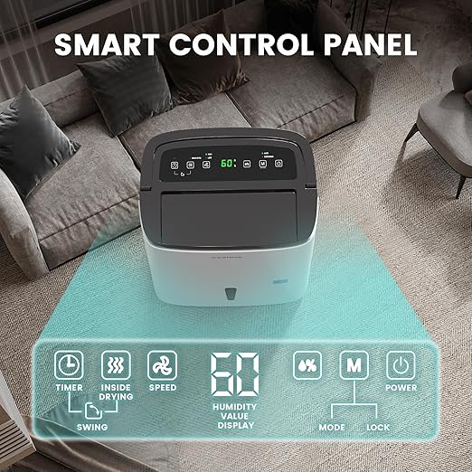 Kesnos 80 Pints Energy Star Dehumidifier for Home & Basement with Drain Hose, Ideal for Large Spaces up to 5,000 Sq. Ft., Featuring Auto Defrost & Self-Drying Function