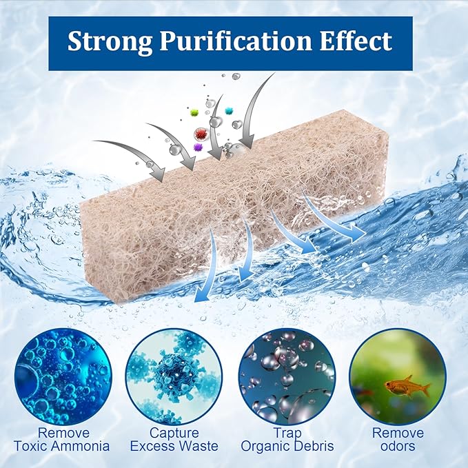 12pcs Ammonia Reducer Filter Pads for Aqueon QuietFlow LED PRO Model 20 and 75, Replacement Filter Cartridges for Aqueon QuietFlow
