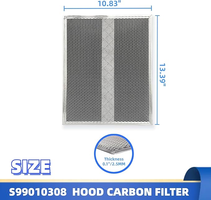 Upgraded Range Hood Activated Carbon Filter S99010308 Suitable for Bro-an Nut-one BPSF30 QS WS and GE WB02X10707 Ductless Range Hood Deodorising Filter 10.8 x 13.3 inches 2-pack