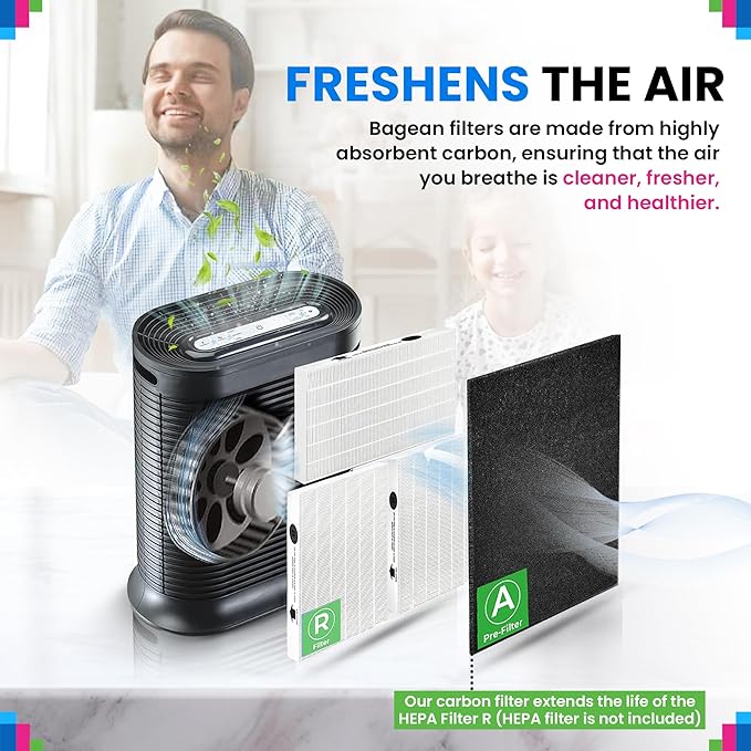 Bagean Activated Carbon Pre Filter A Replacement - Compatible with Honeywell HPA300 Air Purifier Series - Fits Honeywell HPA300 Prefilter A - Air Filters Absorb Odors and Freshen Your Home (6-Pack)