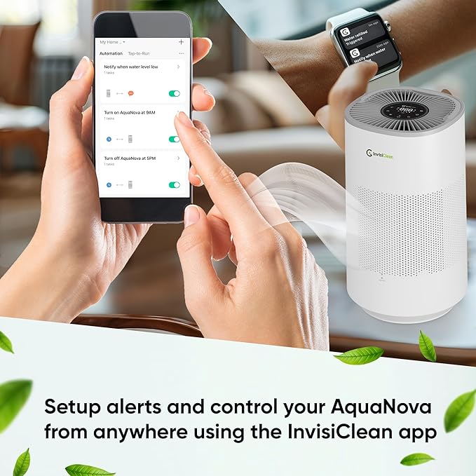 Air Purifier and Humidifier Combo All in One for Bedroom - Quiet 2 in 1 Smart Air Humidifier and Purifier for Home - Use Year-round for up to 1100 sq ft - InvisiClean AquaNova