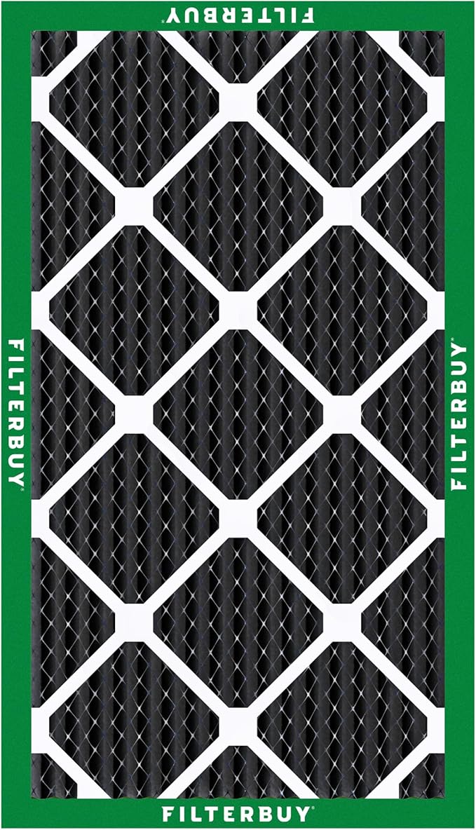 Filterbuy 12x24x1 Air Filter MERV 8 (MPR 700) Odor Eliminator Replacement (4-Pack), Electrostatic Pleated HVAC AC Furnace Filters w/Activated Carbon, Made in USA (Actual Size: 11.50 x 23.50 x 0.75)