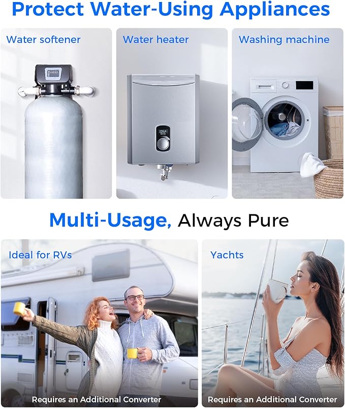 Waterdrop Whole House Water Filter, Carbon Filter Reduce Chlorine,Taste, and Odor Cartridge Replacement for GE GXWH40L, FXHTC, Ispring, Culligan® RFC-BBSA, Whirlpool®, Any 10" x 4.5" System, 5 Micron