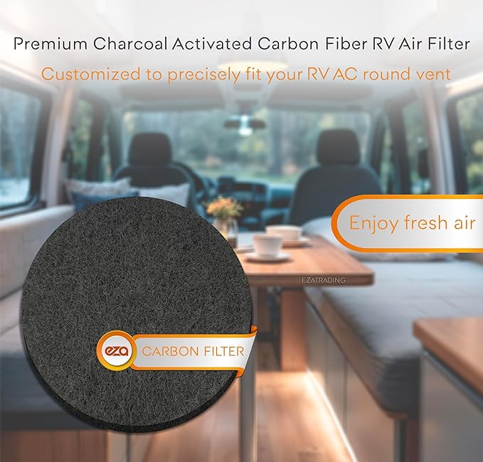 RV Premium Charcoal Activated Carbon Fiber Air Conditioner Filter - Air Duct AC Carbon Filter Replacement for RV AC Vent (10 Pack, 5.25" Round)