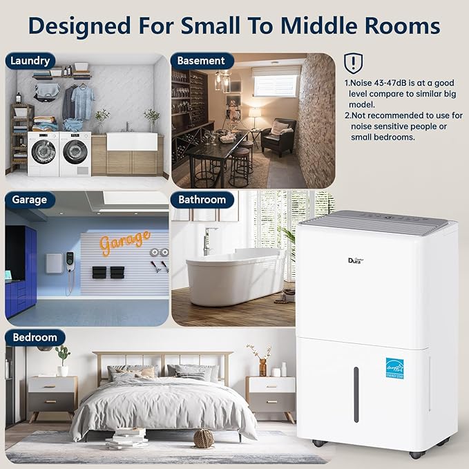 DuraComfort Dehumidifier for Basement,Up to 2500 Sq.Ft Small to Middle Rooms,Max to 35 Pints, Energy Star Certified Dehumidifiers,2024 New Model,White