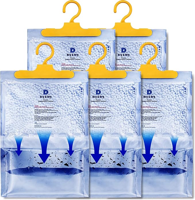 Dry & Dry 5 Pack[14 OZ] Premium Moisture Absorbers for Home, Basement & Bedroom - Small Dehumidifiers