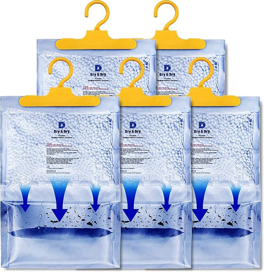 Dry & Dry 5 Packs [Net 7 Oz/Pack] Moisture Absorbers Dehumidifiers for Home Dehumidifier for Basement for Bedroom Small Dehumidifiers - Moisture Absorbers