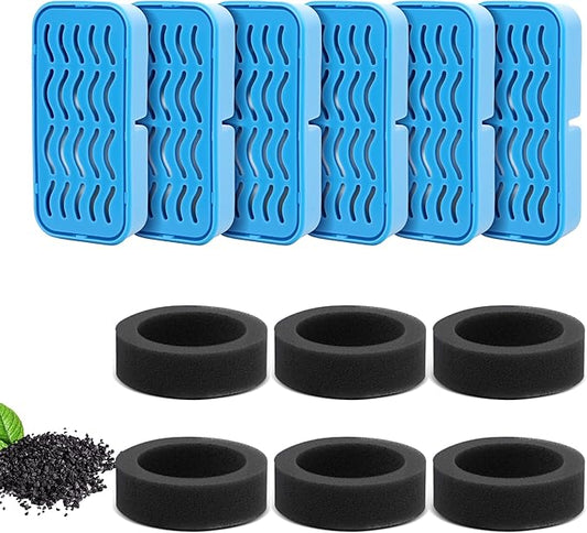 PETCHO 6-Pack Cat Water Fountain Filters Compatible with Original Stainless Steel Cat Water Fountain, Activated Carbon & Resin, Multiple Filtration Isolates Floating Hairs
