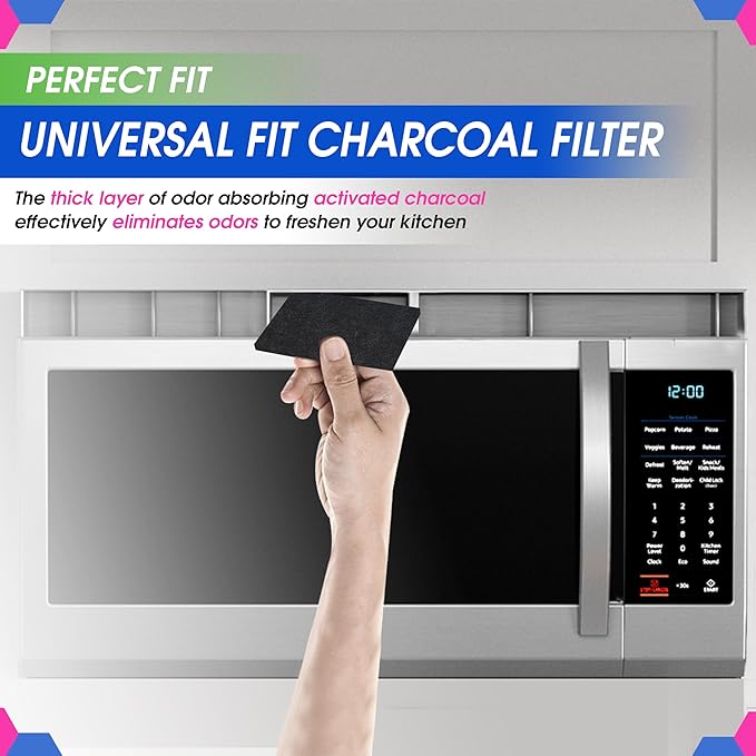 Cut-to-Fit Microwave Filter Replacement - 18” x 15” Activated Carbon Filter Fits Samsung GE LG Frigidaire Whirlpool and More - Charcoal Oven Vent Filters Removes Odors and Freshen Air (1 Pack)