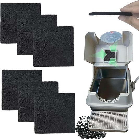 NewKe 6 Pack Activated Carbon Replacement Filters for HAPAW Stainless Steel Litter Box with Lid, Activated Charcoal Filters Compatible with SZEE XL Stainless Steel Litter Box