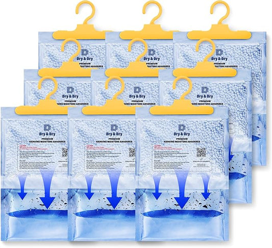 Dry & Dry 9 Packs [Net 7 Oz/Pack] Moisture Absorbers Dehumidifiers for Home Dehumidifier for Basement Dehumidifiers for Bedroom Small Dehumidifiers - Dehumidifiers Moisture Absorbers