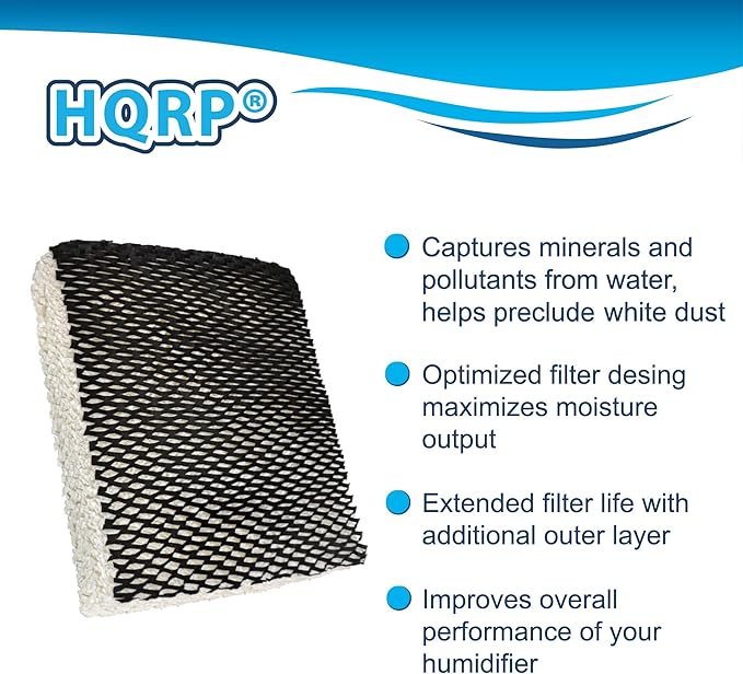 HQRP 2-pack Humidifier Wick Filter for Bionaire C22, C33, W2, W2S, W6, W6H, W6S, W7, W9, W9H, W9S Humidifiers, part 900 900CS 900X Replacement