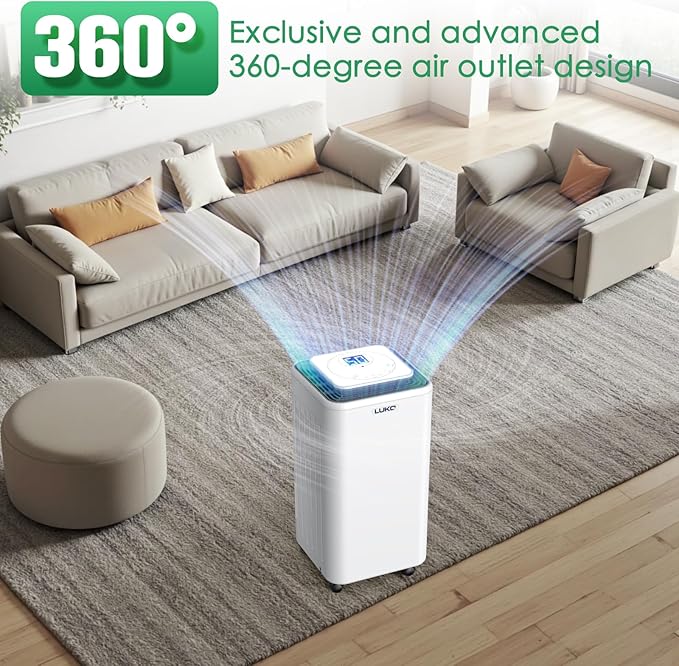 LUKO 2000 Sq. Ft Dehumidifiers for Large Room and Basements, 30 Pints Dehumidifier with Drain Hose, Auto or Manual Drainage, 0.528 Gallon Water Tank, Auto Defrost, Dry Clothes Function, 24H Timer