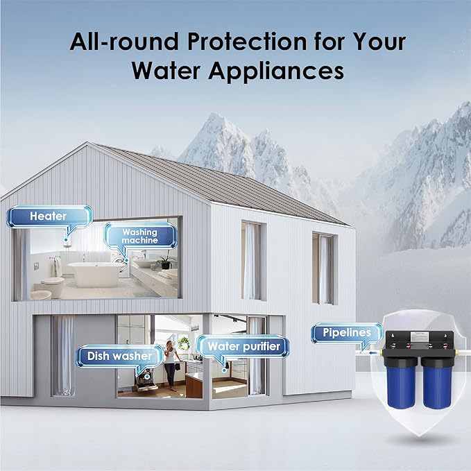 Waterdrop Whole House Water Filter, Iron Filter, Sediment Filter for Well Water, Reduce Manganese, Replacement for Ispring, GE®, Waterdrop, Any 10" x 4.5" Whole House Water Filters System, 5 Micron
