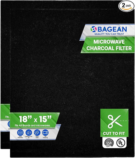 Cut-to-Fit Microwave Filter Replacement - 18” x 15” Activated Carbon Filter Fits Samsung GE LG Frigidaire Whirlpool and More - Charcoal Oven Vent Filters Removes Odors and Freshen Air (2 Pack)
