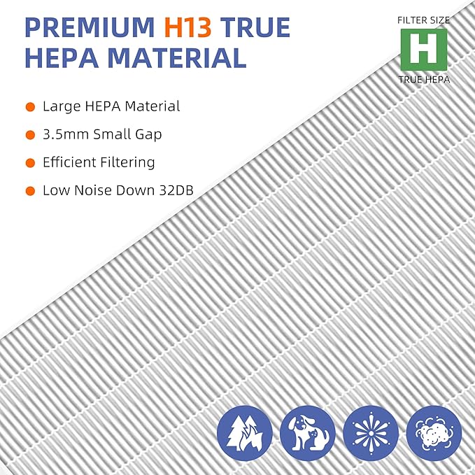 116130 HEPA Replacement Filter H for Winix 5500-2 Am80 Plasmawave Air Purifier,H13 True HEPA High-Efficiency Activated Carbon Filter,2 Combon Set