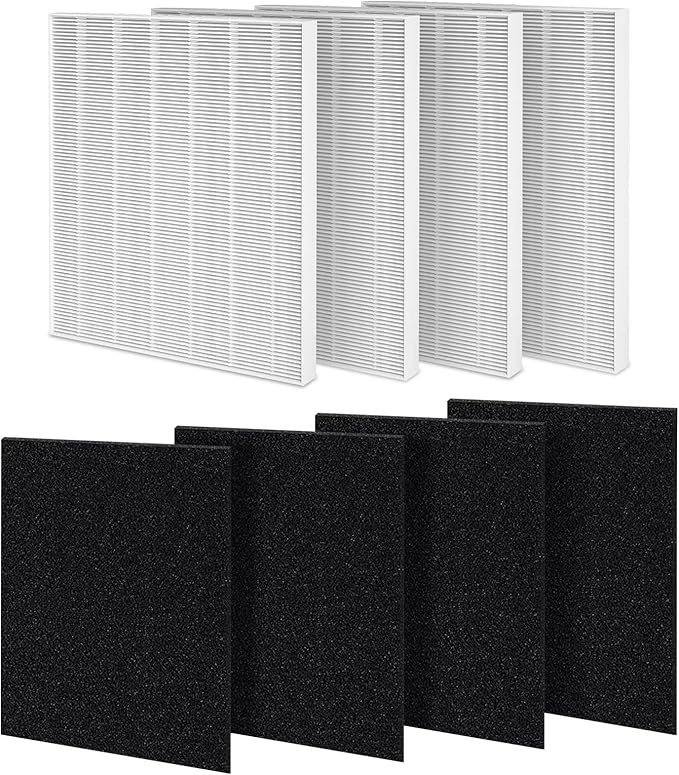 AP-1512HH Replacement Filter Compatible with Coway Airmega AP-1512HH and 200M air Puri-Fier, AP-1512HH-FP, AP-1518R, AP-1519P, 4 Filter, 4 Activated Carbon Filters, Compared to Part #3304899