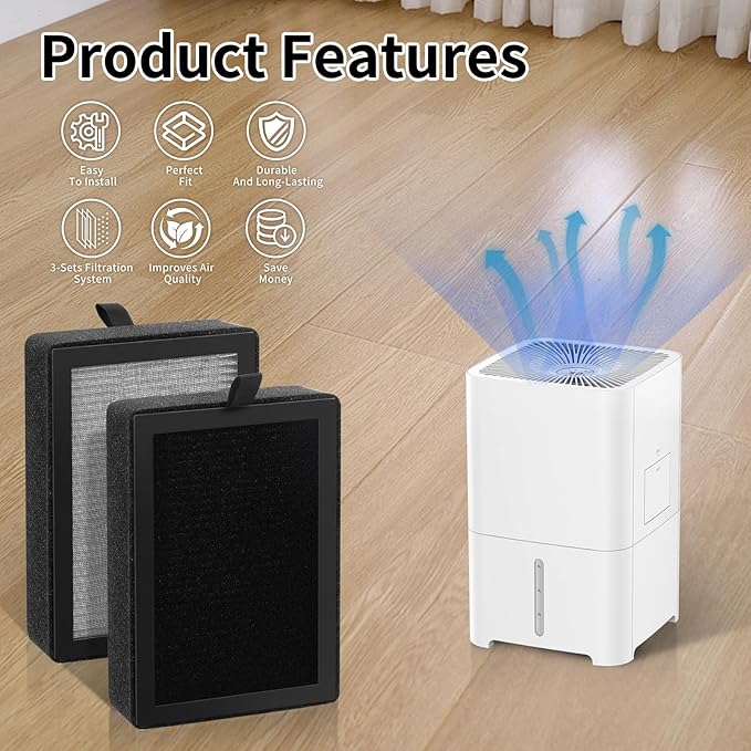 4 Pack LV-H128 Replacement Filter for LEVOIT LV-H128 / PUURVSAS (HM669A) / ROVACS (RV60) Air Purifier, 3-Sets Filtration System Activated Carbon Filter, Replace Part # LV-H128-RF
