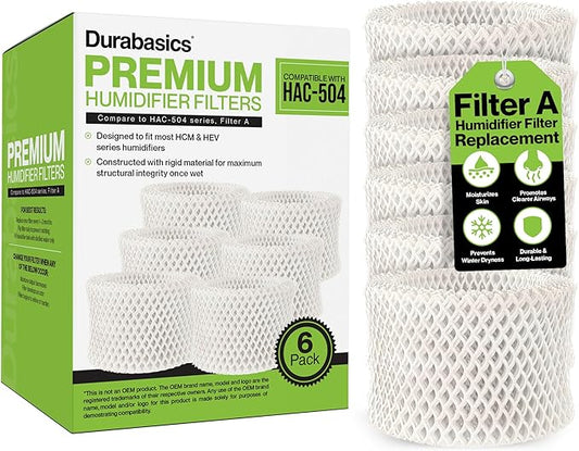 Durabasics 6 Pack of Premium Humidifier Filters Compatible with Honeywell Humidifier Filters HAC-504, HAC-504AW & Honeywell Filter A | Replacement for HCM 350 Filters & Cool Mist Humidifiers
