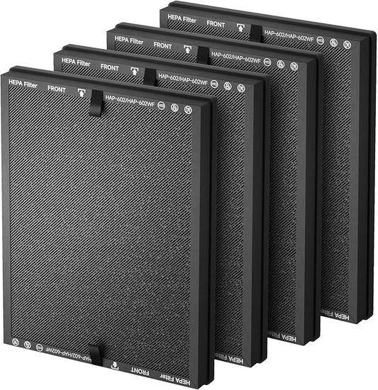 4 Packs HAP602 Replacement Filter Compatible with ECOSELF HAP602 HAP602WF Air Cleaner Purifier, 3-in-1 Filtration of Pre-Filter & Activated Carbon Filter