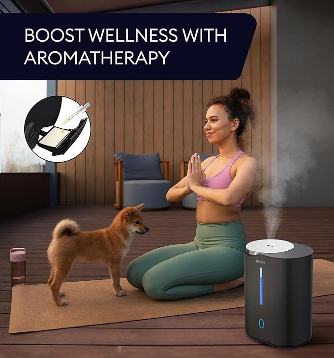 GENIANI Cool Mist Air Humidifiers for Bedroom, Plants, and Large Rooms - Quiet Humidifiers for Baby Room with Auto Shut Off & Night Light (3.9L, Black)