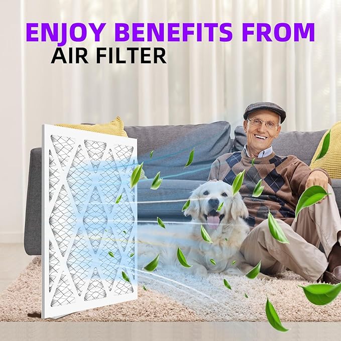 10x20x1 MERV 13 (6-Pack) Pleated Air Filter (Actual Size: 9.75" x 19.75" x 0.75") MPR 1900 & FPR 10, Furnace Air Filters 10x20x1 Air Filter