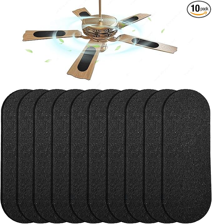 Ceiling Fan Filters for Blades 10 Pcs Activated Carbon Air Filter Easy-Stick Ceiling Fan Blade Filter for Home Office Common Household Contaminants All Fan Blades