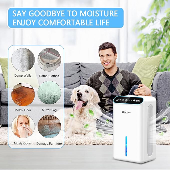 Dehumidifiers, Dehumidifier for Home (85 OZ, 800 sq.ft) Quiet Small Dehumidifier for Bedroom Bathroom Basement with Drain Hose, 3 Gear Timer, Sleep Mode, Auto Shut Off, 7 Color Ambient Light