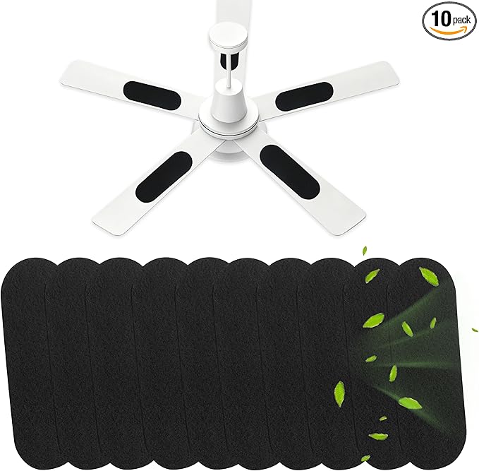 Ceiling Fan Filters, Activated Carbon Ceiling Fan Filters for Blades Fit for Contaminants and Dust Pollutants, Easy Stick on the Top of the Ceiling Fan Blades (10-Count)