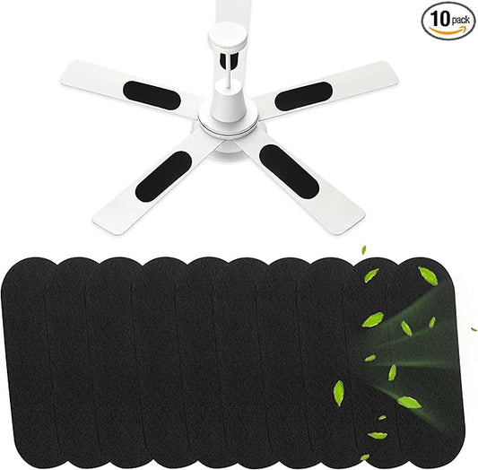 Ceiling Fan Filters, Activated Carbon Ceiling Fan Filters for Blades Fit for Contaminants and Dust Pollutants, Easy Stick on the Top of the Ceiling Fan Blades (10-Count)
