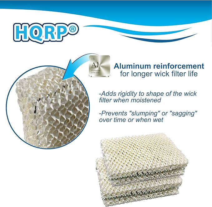 HQRP 4-Pack Wick Filter Replacement for Essick Air AIRCARE HDC12 / HDC-12 compatible with EA1407 / HD1409 Evaporative Humidifier, BestAir ES12