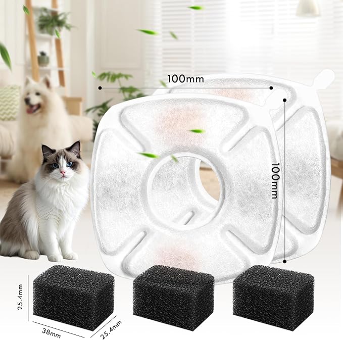 Cat Water Fountain Filters Replacement-16Pack Activated Carbon&Ion Exchange Resin Filters-Compatible with 67oz 95oz 135oz Pet Fountains-Improves Water Quality for Cats Dogs Stainless Steel Dispensers