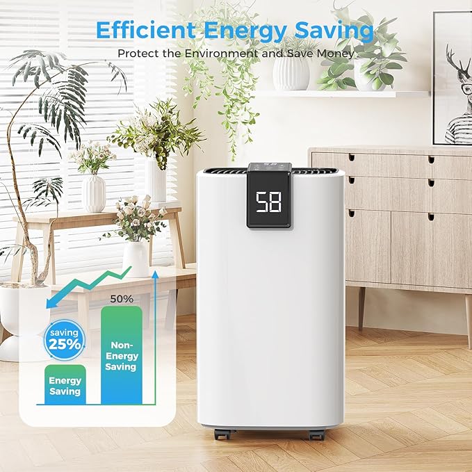 4000 sq.ft Dehumidifier for Basement, Trazico 45 Pint Dehumidifiers for Home with Drain Hose, Smart Humidity Control, 24H Timer, Auto Defrost, Ideal for Large Room, Bathroom, Bedroom, Garage, Black