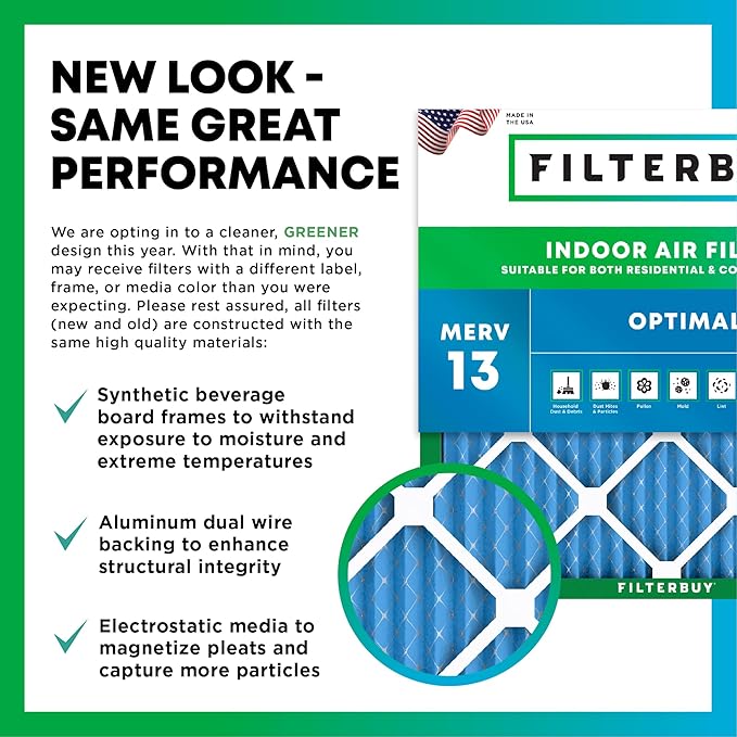Filterbuy 16x26x5 Air Filter MERV 13 Optimal Defense (2-Pack), Pleated HVAC AC Furnace Air Filters for Electro-Air, Emerson, White Rodgers, & Comfort Plus (Actual Size: 16.00 x 25.75 x 4.88 Inches)
