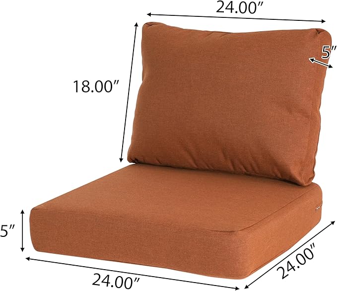 GDFStudio Outdoor Club Chair Cushion Set,5" Thick Water-Repellent Seat & Back Cushions,UV-Resistant Fabric,All-Weather Comfort Pads for Patio,Deck,Garden,Backyard Seating,Orange