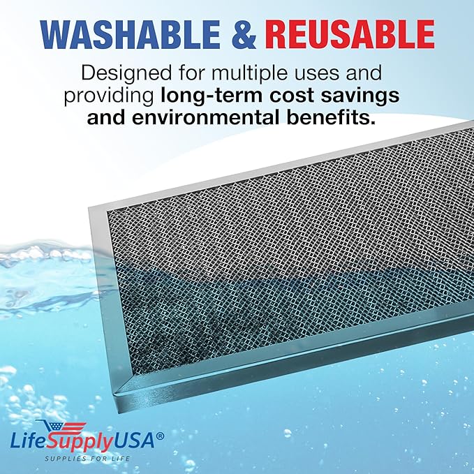 14x20x1 Electrostatic Air Filter, MERV 8, Washable, Reusable Furnace AC/HVAC Filter, Energy Saving, Easy to Clean, Long-Lasting by LifeSupplyUSA