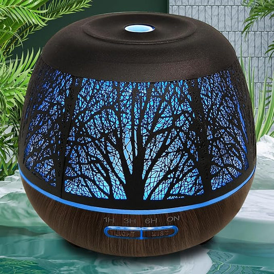 Essential Oil Diffuser for Home,500ML Aromatherapy Diffusers for Essential Oils Large Room with Cool Mist Humidifiers for Bedroom,7 Colors Changed & 3 Mist Mode Automatic Shut-Off,Tree