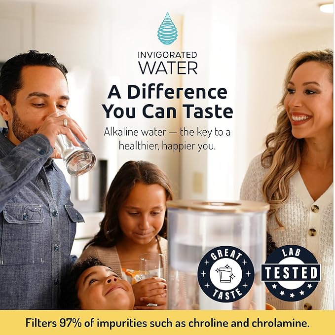 Invigorated Water - 3-Pack Alkaline Water Filter PH001 with 3-Pack PH002 UF Membrane Replacement for Water Filter Pitchers (PH001: 96 Gallons/Filter, PH002: 264 Gallons/Filter)