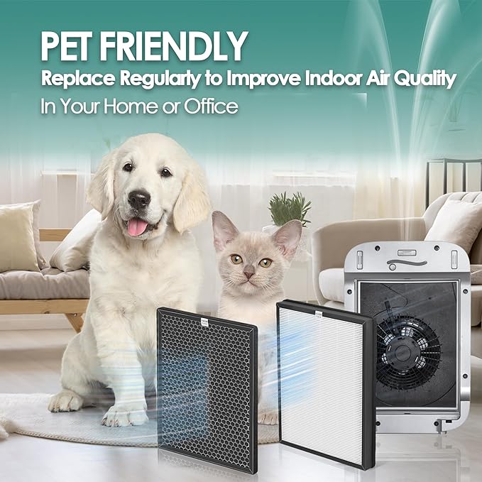 1-Set Alexapure Breeze Filter Replacement AP-B103 and AP-B104 Compatible with Alexapure Breeze Air Purifier AP-B102 and 3049, 1x True High-Efficiency Filter & and 1x Activated Carbon Filter AP-B104