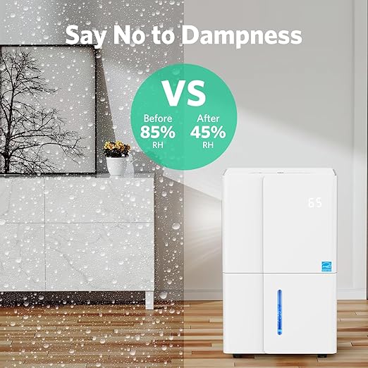 Dehumidifier. 3000 Sq.Ft Dehumidifiers, Max 80 Pints/Day (Standard 35 Pint/Day) Dehumidifier for Basement with 1.7 Gal Water Tank, For Home, Bedroom, Closet with Auto Shut Off, Sleep Mode,24H Timer