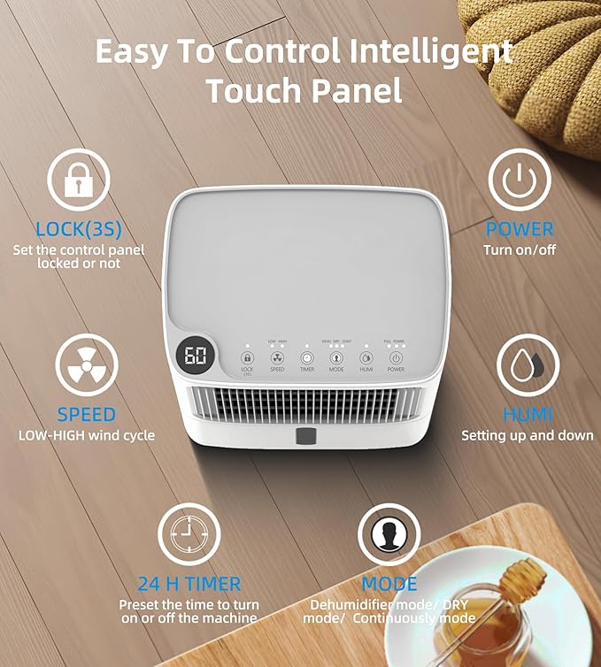 VEAGASO 2500 Sq. Ft Dehumidifier for Basement, 34 Pint Dehumidifiers For Home, Large Room, Auto Drain or Manual Drainage, Digital Control Panel, Auto Defrost, 24H Timer