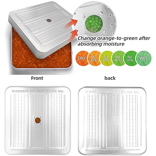 1 Pack 500 Gram Desiccant Canister, Indicating & Rechargeable Gun Safe Dehumidifier, Portable Desiccant Canister, Silica Gel Moisture Absorber for Storage