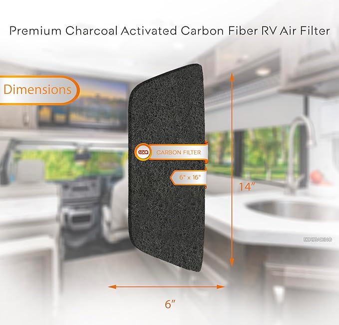 RV Premium Charcoal Activated Carbon Fiber Air Conditioner Filter - Air Duct AC Carbon Filter Replacement for RV AC Vent (2 Pack, 6" x 16")