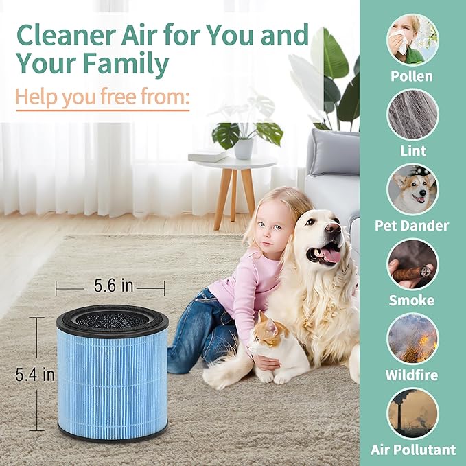 2-Pack AP0601 True HEPA Replacement Filter, Compatible with AP0601/AP0601-RF Air Pu-rifier, with H13 True HEPA Filter and High-Efficiency Activated Carbon 4-IN-1 Filtration, 2 Packs