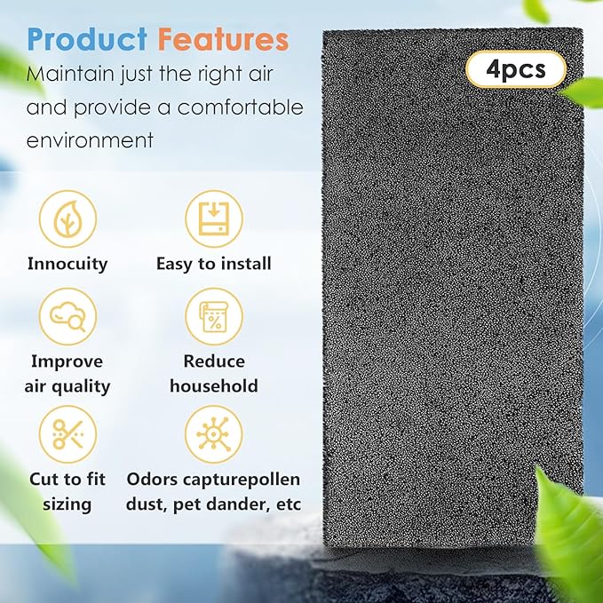 4Pack Replacement Filters for Whynter Portable Air Conditioners Compatible with ARC-14S, ARC-14SH, ARC-141BG and ARC-143MX, Activated Carbon Filters for Portable Air Conditioner