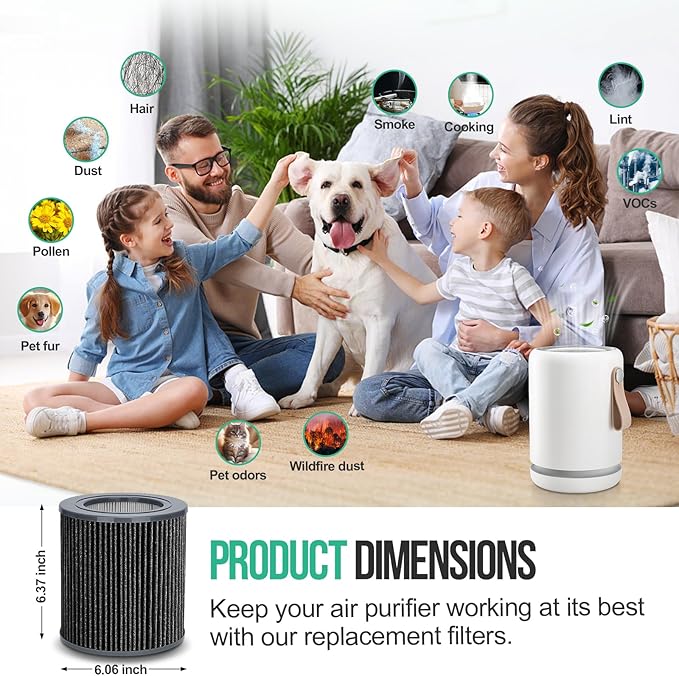 1 Pack Air Mini Replacement Filter Compatible with Molekule PECO-HEPA Tri-Power Air Mini & Air Mini+ Air Purifiers, 3-in-1 High-Efficiency True HEPA Replacement Filter (Green, 1 Pack)