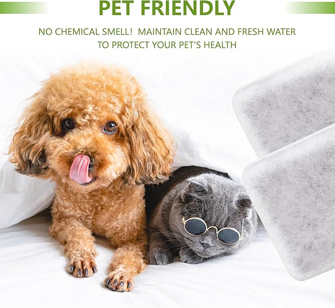 Pet Water Fountain Charcoal Replacement Filters Compatible with Petmate Replendish Mason Gravity Waterers, Automatic Cat Dog Water Bowl Dispenser Filters Replacement(6 Pack)