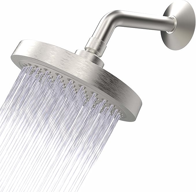 -High Pressure Shower Heads - High Flow Shower Head - 1.8 GPM with Removable Restrictor - California Certified - Universal Replacement - Plumbers Tape Included - (Brushed Nickel Finish)