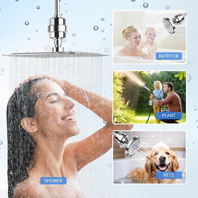 SR SUN RISE 20-Stages Shower Filter Replacement Cartridges - Universal Fit for Most Shower Head Filters, Reduces Chlorine & Chemicals, pH Balanced Water for Soft Skin & Healthy Hair（4-Pack）